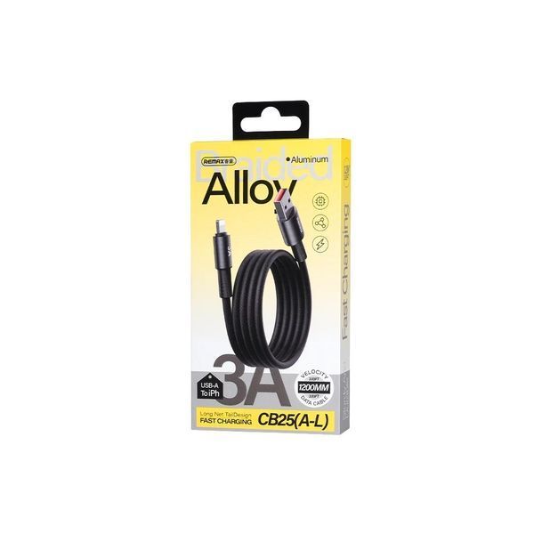 Кабель REMAX WindSpeed Series Fast charging aluminum alloy braided data cable CB25 (A-L) 3A - Black 1.2M