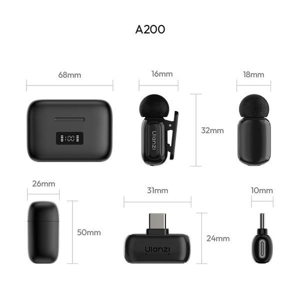 Беспроводная микрофонная система Ulanzi A200 Mini Mic dual-mic (Type-C) Black