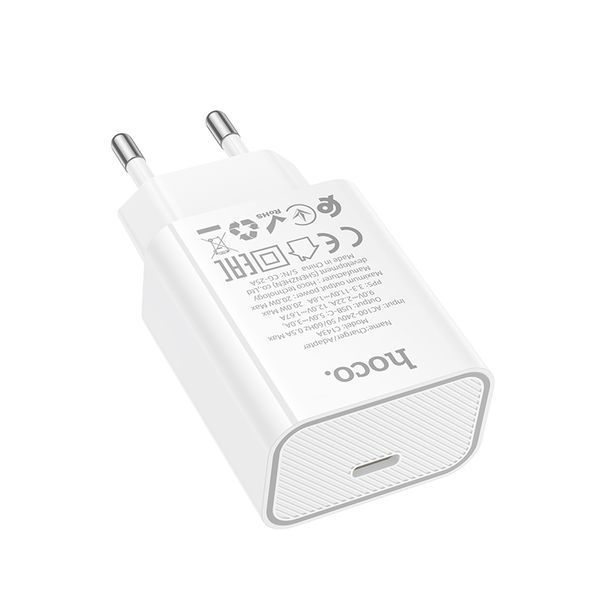 Сетевое зарядное устройство HOCO C143A Benefit single port PD20W charger White