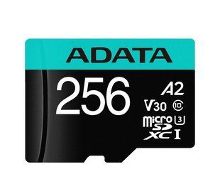 Карта памяти microSDXC (UHS-1 U3) A-DATA Premier Pro 256Gb Class 10 V30S A2 (R-100Mb/s W85Mb/s) (adapter SD)