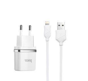 Мережевий зарядний пристрій HOCO C11 Smart single USB (iP cable) charger set 5W White