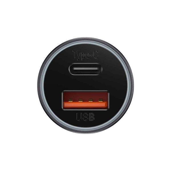 Автомобільний зарядний пристрій Baseus Golden Contactor Max Dual Fast Charger Car Charger U+C 60W Dark Gray