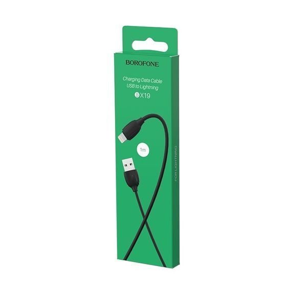 Кабель BOROFONE BX19 USB to iP 2.4A, 1m, PVC, TPE connectors, Black