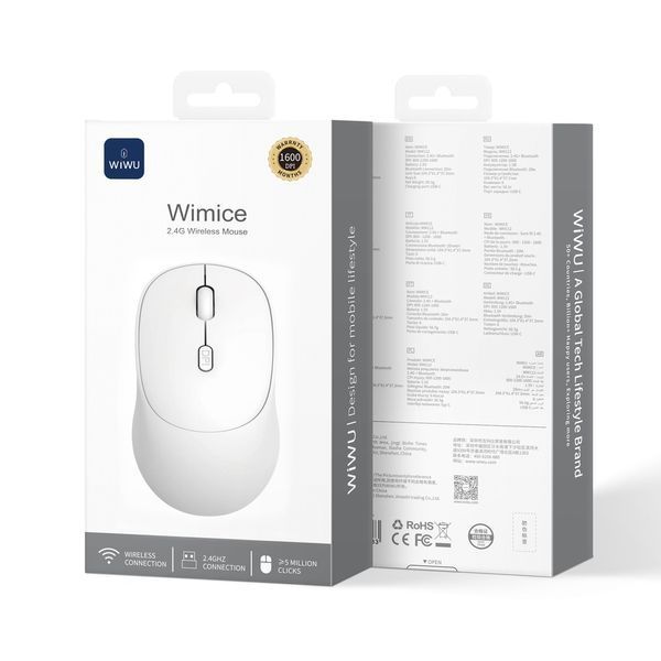 Маніпулятор миша бездротова WIWU 2.4G Wireless Mouse WM112 White
