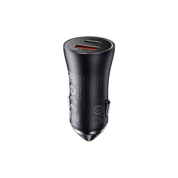 Автомобільний зарядний пристрій Baseus Golden Contactor Max Dual Fast Charger Car Charger U+C 60W Dark Gray