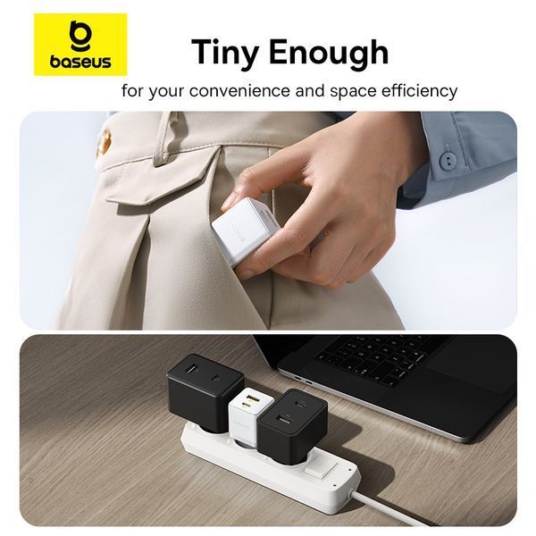 Сетевое зарядное устройство с кабелем Baseus Palm Fast Charger C+U 30W EU Moon White (с USB-C 20V/3A)