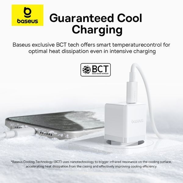 Сетевое зарядное устройство с кабелем Baseus Palm Fast Charger C+U 30W EU Moon White (с USB-C 20V/3A)