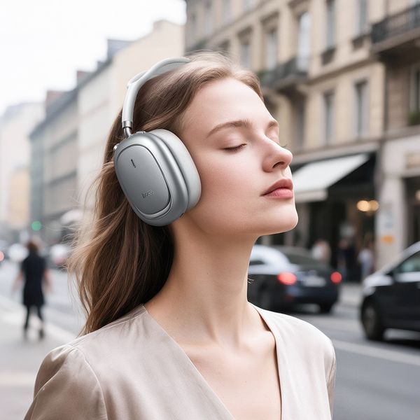 Беспроводные накладные наушники HOCO W68 Calma ANC noise-canceling BT headphones(App) Silver