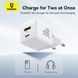 Сетевое зарядное устройство с кабелем Baseus Palm Fast Charger C+U 30W EU Moon White (с USB-C 20V/3A)