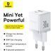 Сетевое зарядное устройство с кабелем Baseus Palm Fast Charger C+U 30W EU Moon White (с USB-C 20V/3A)