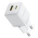 Сетевое зарядное устройство с кабелем Baseus Palm Fast Charger C+U 30W EU Moon White (с USB-C 20V/3A)