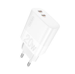 Сетевое зарядное устройство для WUW-C193 PD20W Charger USB C + USB C white