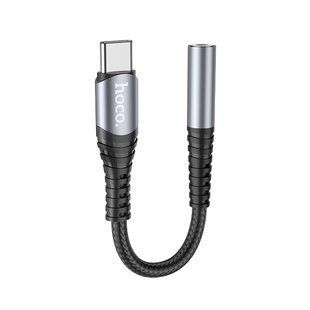 Аудіокабель HOCO LS33 Type-C to 3.5 female, nylon braid, 0,12m, Metal Gray