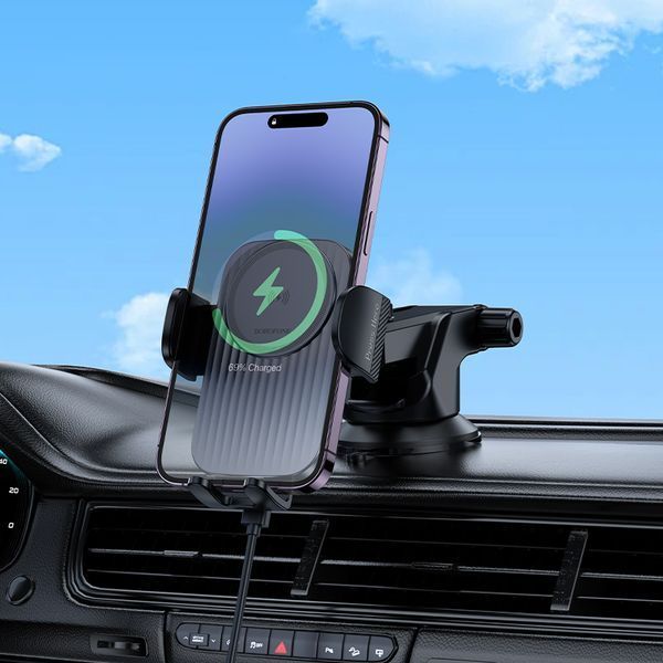Автодержатель для телефона с БЗП BOROFONE BH222 Leading push-type беспроводная передача автомобилей