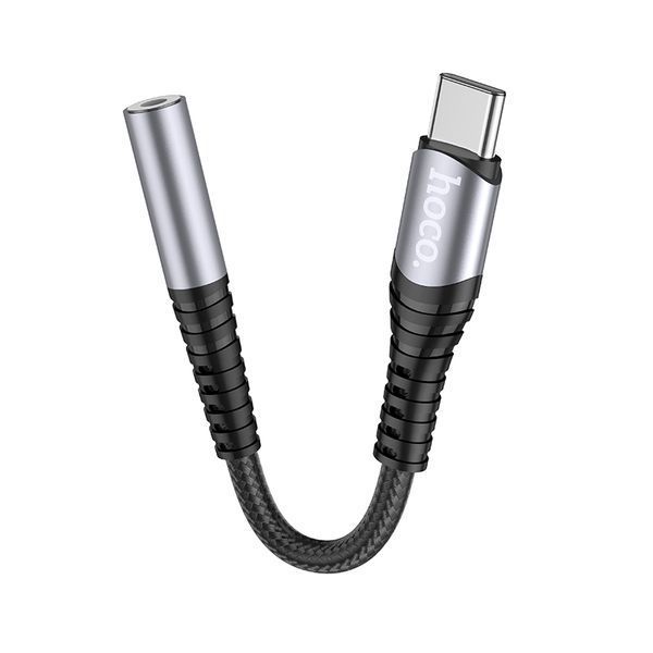 Аудиокабель HOCO LS33 Type-C to 3.5 female, nylon braid, 0,12m, Metal Gray