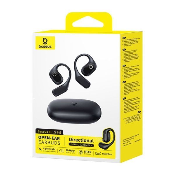 Беспроводные наушники TWS Baseus Eli 2i Fit Open-Ear, ENC, IPX5, Cosmic Black