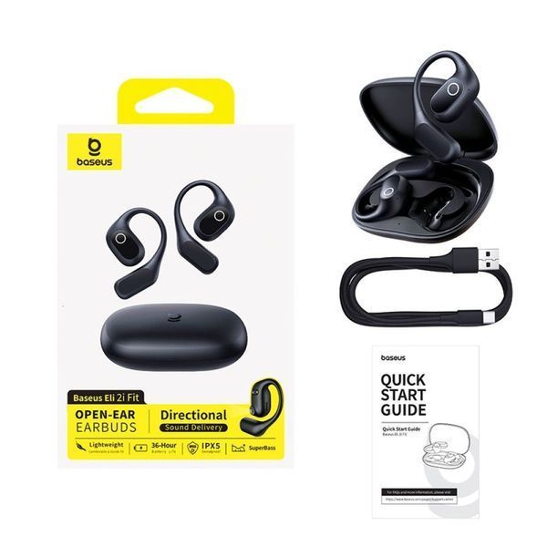 Беспроводные наушники TWS Baseus Eli 2i Fit Open-Ear, ENC, IPX5, Cosmic Black