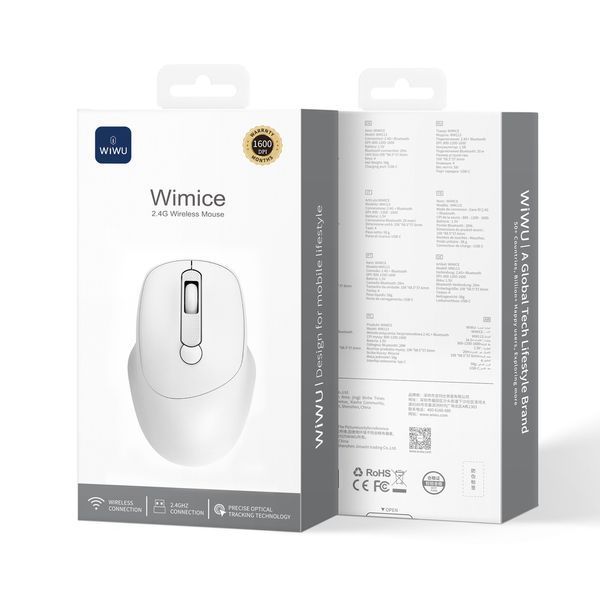 Манипулятор мышь беспроводная WIWU 2.4G Wireless Mouse WM113 White