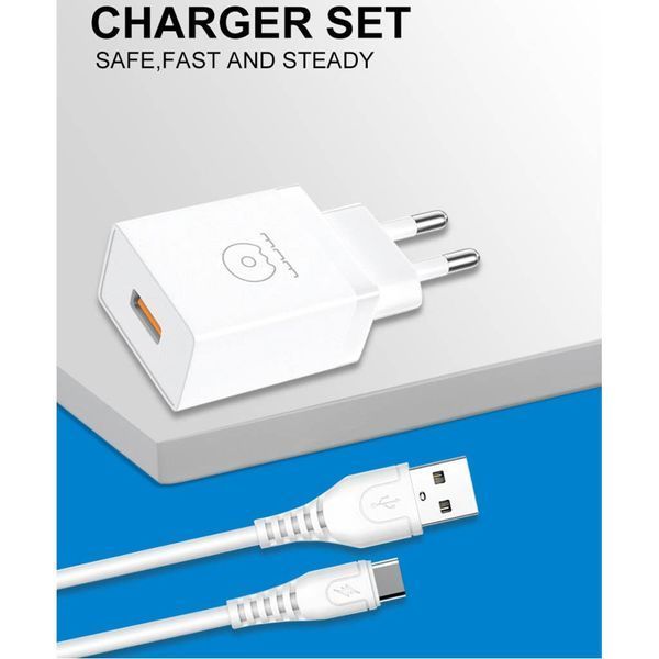 Мережевий зарядний пристрій з кабелем WUW-T66 Single USB home charger kit