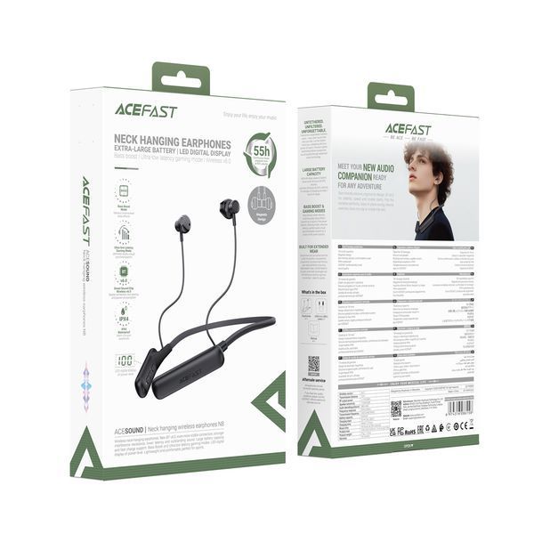 Беспроводные спортивные наушники ACEFAST N8 neck hanging wireless earphones Black