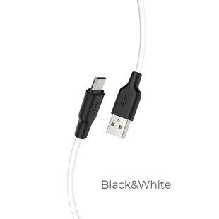 Кабель HOCO X21 Plus USB to Micro 2.4A, 1m, silicone, silicone connectors, Black+White