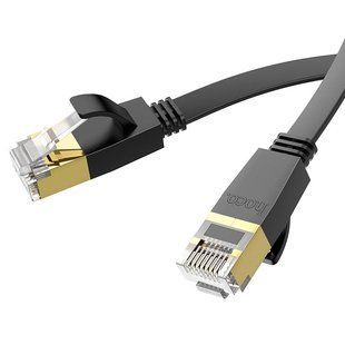 Сетевой кабель HOCO US07 General pure copper flat network cable(L=1M) Black