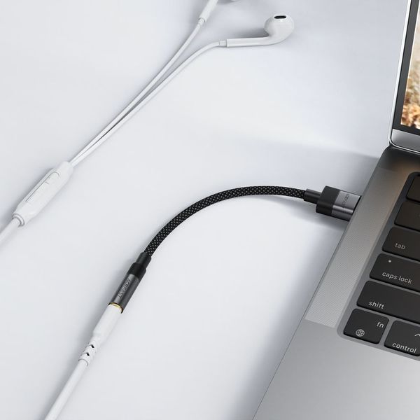 Аудиокабель ACEFAST J13 USB-A to 3.5mm female, nylon braid, 0.15m, Black