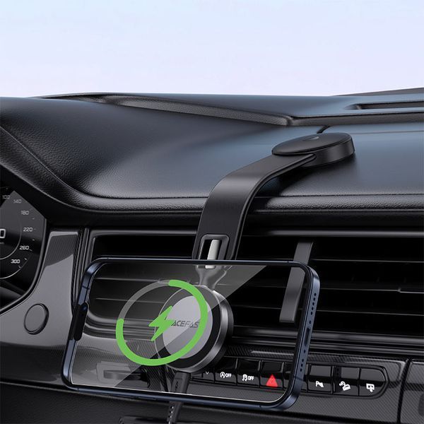 Автотримач для телефона з БЗП ACEFAST D37 magnetic wireless charging car holder for dashboard Black