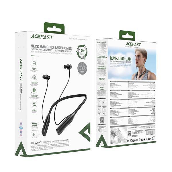 Беспроводные спортивные наушники ACEFAST N7 neck hanging wireless earphones Black