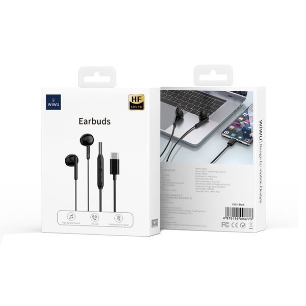 Наушники проводные WIWU EB314 Wired Earphone (Type-C) Black