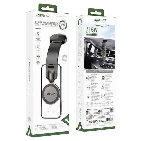 Автотримач для телефона з БЗП ACEFAST D37 magnetic wireless charging car holder for dashboard Black