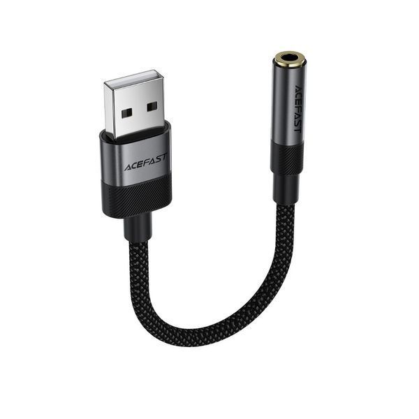 Аудіокабель ACEFAST J13 USB-A to 3.5mm female, nylon braid, 0.15m, Black