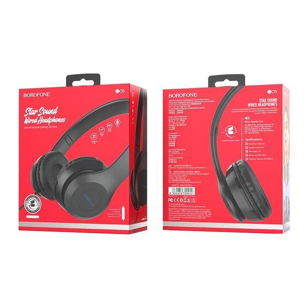 Наушники проволочные BOROFONE BO5 Star sound wired headphones Black