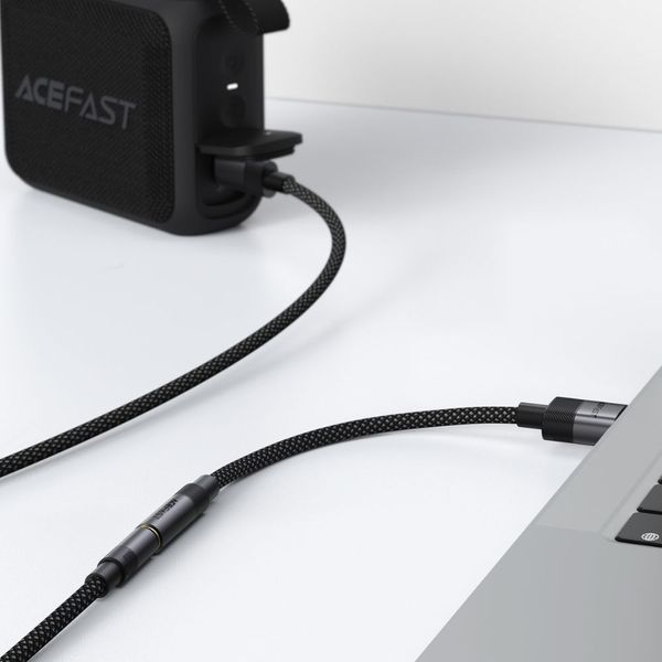 Аудиокабель ACEFAST J13 USB-A to 3.5mm female, nylon braid, 0.15m, Black