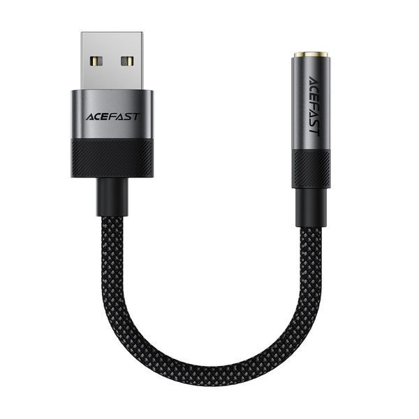 Аудіокабель ACEFAST J13 USB-A to 3.5mm female, nylon braid, 0.15m, Black