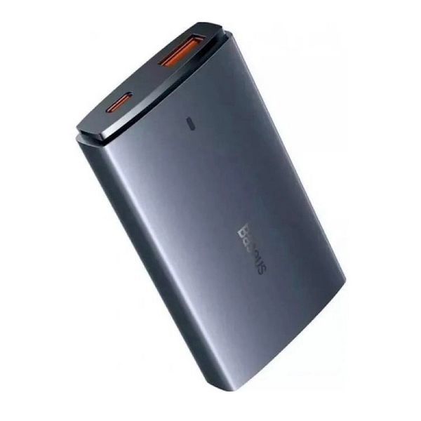 Мережевий зарядний пристрій з кабелем Baseus GaN5 Pro Ultra-Slim Fast Charger C+U 65W Gray((With Mini White Cable C to C 100W(20V/5A) 1m Black)