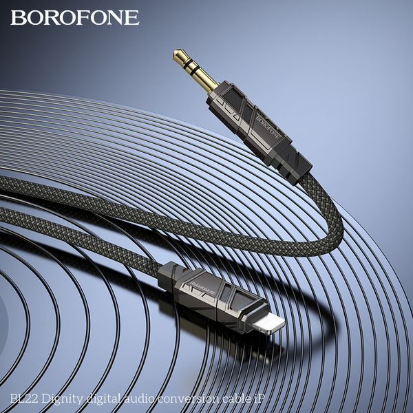 Аудиокабель BOROFONE BL22 iP to 3.5mm male, nylon braid, 1m, Black