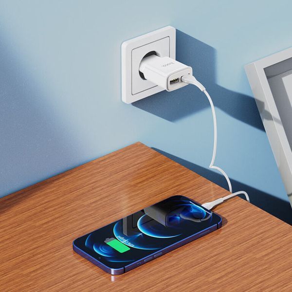 Сетевое зарядное устройство HOCO C88A Star round dual port charger 12W White