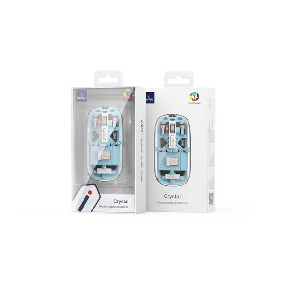 Маніпулятор миша бездротова WIWU Crystal Magnetic Wirless Mouse WM105 (Dual-bluetooth +2.4G three-mode) blue