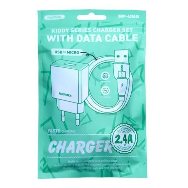 Сетевое зарядное устройство с кабелем REMAX Kiddy Series 2.4A RP-Charger Set with Cable U95 Micro