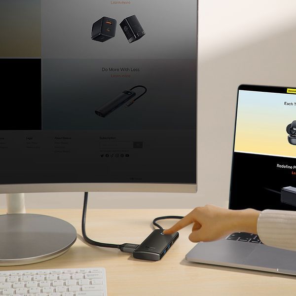 USB-хаб Baseus Lite Series 6-Port Type-C HUB Docking Station (Type-C to HDMI+USB3.0*2+PD+SD/TF) Black
