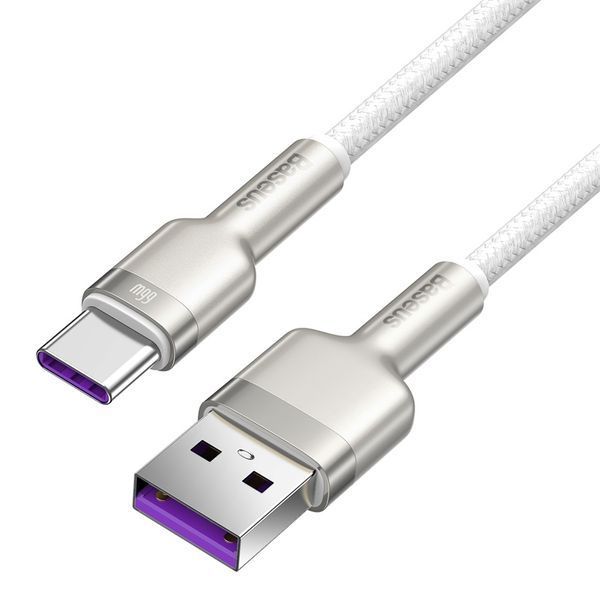 Кабель Baseus Cafule Series Metal Data Cable USB to Type-C 66W 1m White