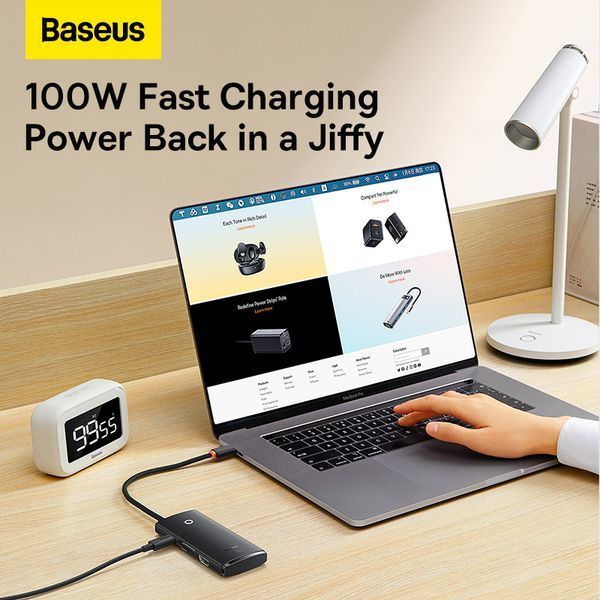 USB-хаб Baseus Lite Series 6-Port Type-C HUB Docking Station (Type-C to HDMI+USB3.0*2+PD+SD/TF) Black