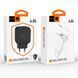 Мережевий зарядний пристрій з кабелем WUW-C268 12W fast charger USB A +retractable 70cm type c Cable
