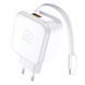 Мережевий зарядний пристрій з кабелем WUW-C268 12W fast charger USB A +retractable 70cm type c Cable