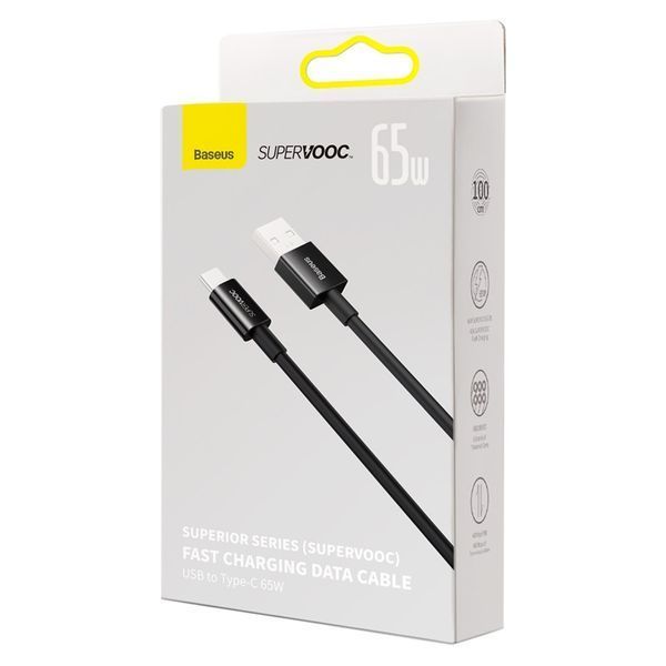 Кабель Baseus Superior Series (SUPERVOOC) Fast Charging Data Cable USB to Type-C 65W 1m Black
