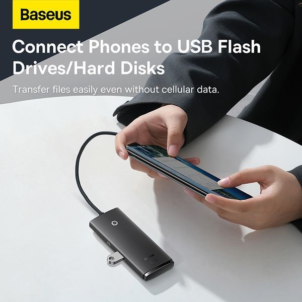USB-хаб Baseus Lite Series 4-Port Type-C HUB Adapter (Type-C to USB 3.0*4) 25cm Black