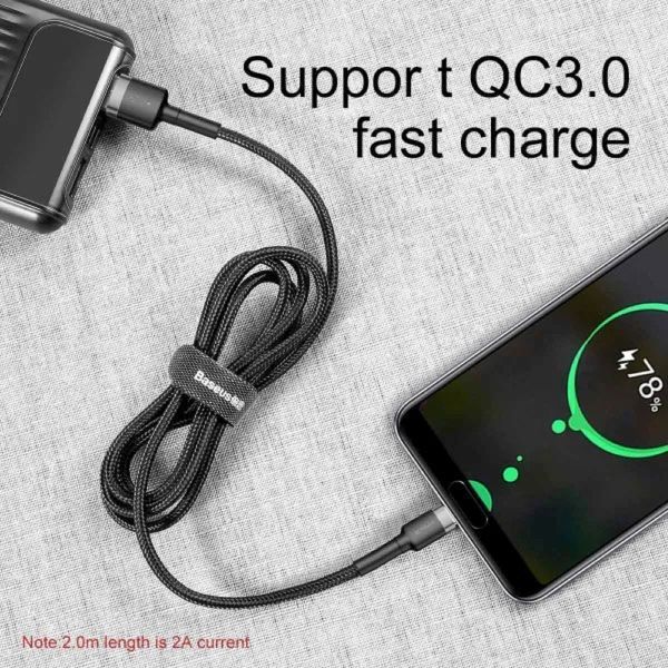 Кабель Baseus Cafule Cable USB For Type-C 3A 1m Gray+Black