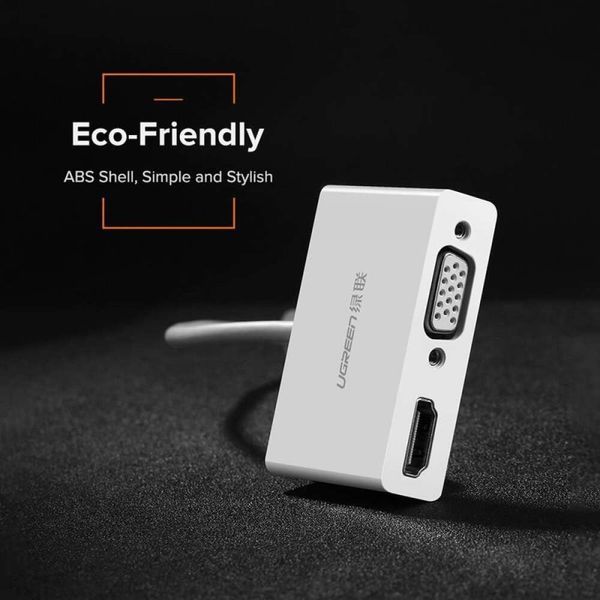 USB-хаб UGREEN USB Type C to HDMI + VGA Converter (White)