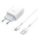 Мережевий зарядний пристрій з кабелем HOCO C72A Glorious single port charger set(Type-C) 10.5W White